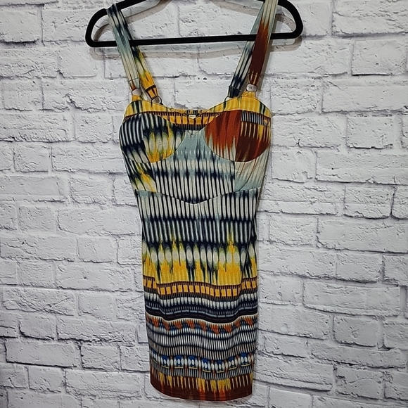 Hot & Delicious Dress Small Elastic Back Padded Chest Tie Dye Look Under Slip - Picture 1 of 7
